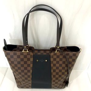 Louis Vuitton Jersey Damier Black Noir Leather Tote